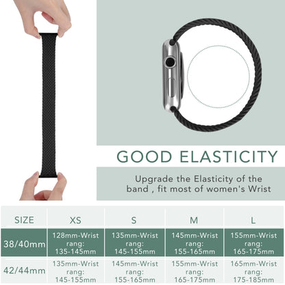 Metal Head Braided Nylon Solid Color Watch Band For Apple Watch Series 9&8&7 41mm / SE 3&SE 2&6&SE&5&4 40mm / 3&2&1 38mm, Size:XS 128mm(Cold Sea Blue) by buy2fix