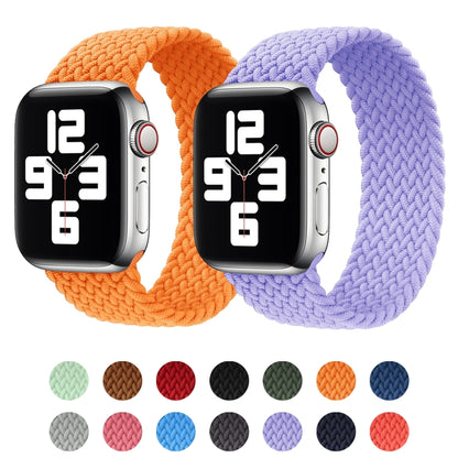 Metal Head Braided Nylon Solid Color Watch Band For Apple Watch Series 9&8&7 41mm / SE 3&SE 2&6&SE&5&4 40mm / 3&2&1 38mm, Size:XS 128mm(Light Purple) by buy2fix
