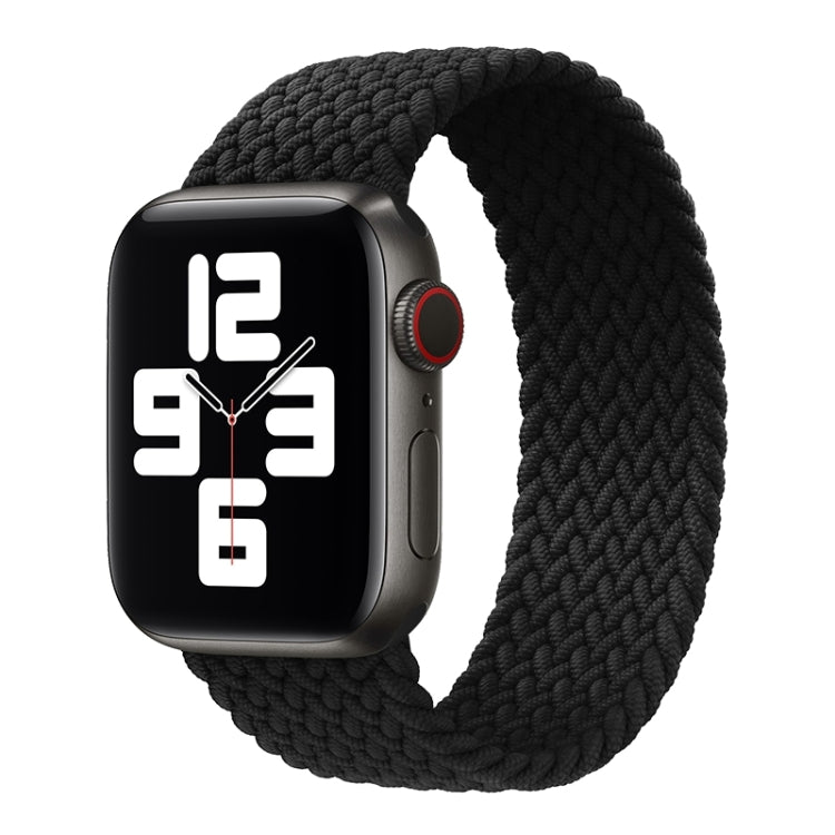 Metal Head Braided Nylon Solid Color Watch Band For Apple Watch Series 9&8&7 41mm / SE 3&SE 2&6&SE&5&4 40mm / 3&2&1 38mm, Size:S 135mm(Black) by buy2fix