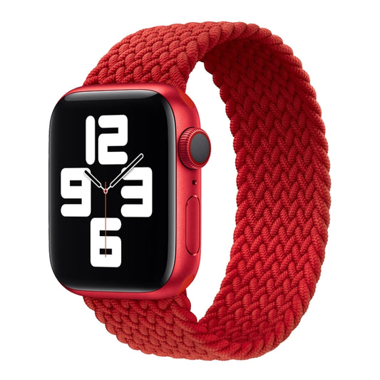 Metal Head Braided Nylon Solid Color Watch Band For Apple Watch Series 9&8&7 41mm / SE 3&SE 2&6&SE&5&4 40mm / 3&2&1 38mm, Size:S 135mm(Red) by buy2fix