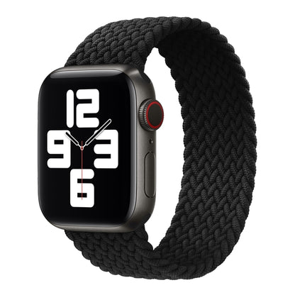 Metal Head Braided Nylon Solid Color Watch Band For Apple Watch Series 9&8&7 41mm / SE 3&SE 2&6&SE&5&4 40mm / 3&2&1 38mm, Size:M 145mm(Black) by buy2fix