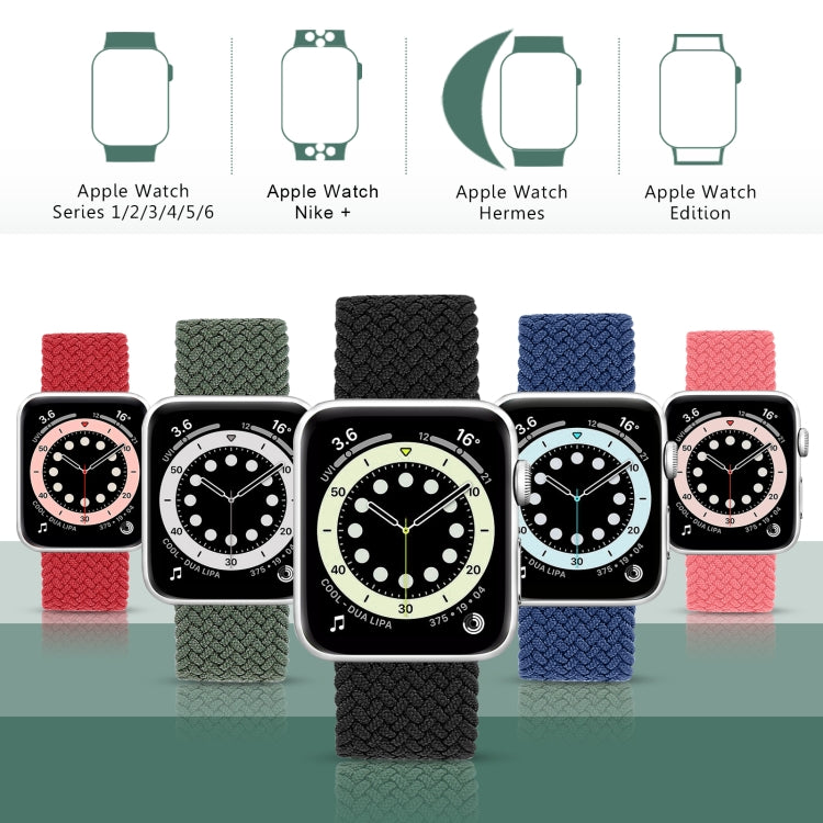 Metal Head Braided Nylon Solid Color Watch Band For Apple Watch Series 9&8&7 41mm / SE 3&SE 2&6&SE&5&4 40mm / 3&2&1 38mm, Size:M 145mm(Dark Olive Green) by buy2fix