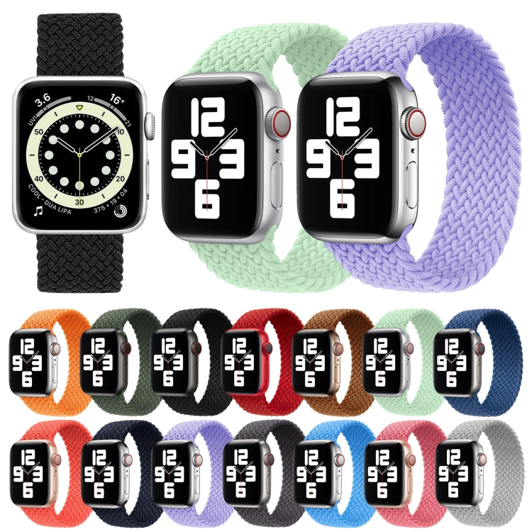 Metal Head Braided Nylon Solid Color Watch Band For Apple Watch Series 9&8&7 41mm / SE 3&SE 2&6&SE&5&4 40mm / 3&2&1 38mm, Size:M 145mm(Light Purple) by buy2fix