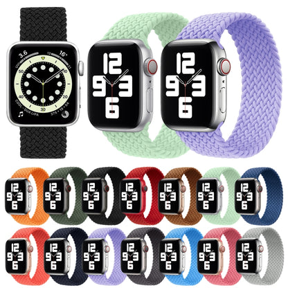 Metal Head Braided Nylon Solid Color Watch Band For Apple Watch Series 9&8&7 41mm / SE 3&SE 2&6&SE&5&4 40mm / 3&2&1 38mm, Size:M 145mm(Green) by buy2fix