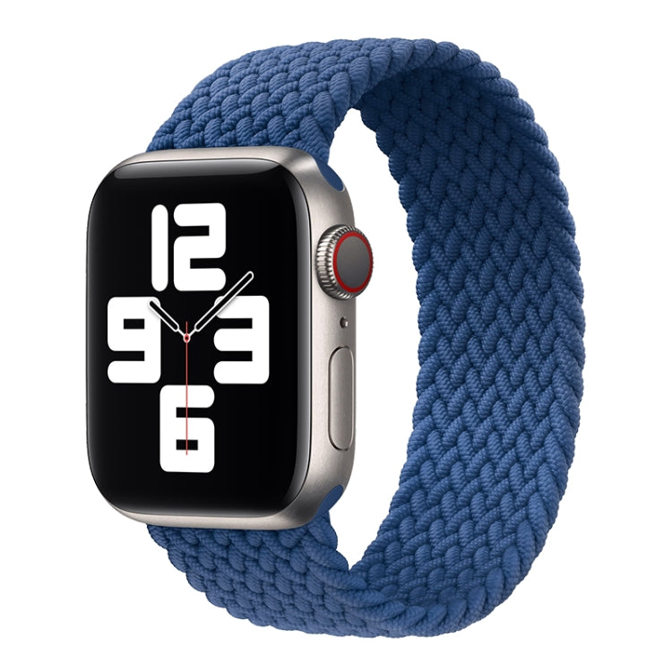 Metal Head Braided Nylon Solid Color Watch Band For Apple Watch Series 9&8&7 41mm / SE 3&SE 2&6&SE&5&4 40mm / 3&2&1 38mm, Size:L 155mm(Cold Sea Blue) by buy2fix