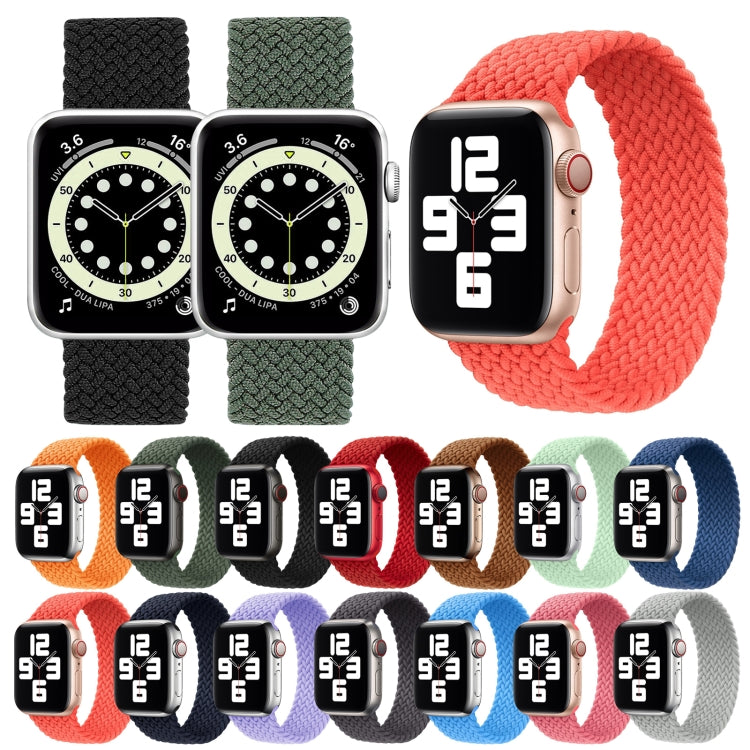 Metal Head Braided Nylon Solid Color Watch Band For Apple Watch Series 9&8&7 41mm / SE 3&SE 2&6&SE&5&4 40mm / 3&2&1 38mm, Size:L 155mm(Dark Olive Green) by buy2fix