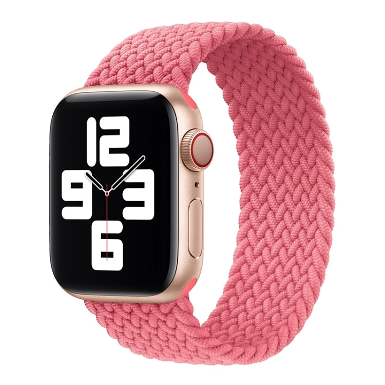 Metal Head Braided Nylon Solid Color Watch Band For Apple Watch Ultra 49mm&Watch Ultra 2 49mm / Series 9&8&7 45mm / SE 3&SE 2&6&SE&5&4 44mm / 3&2&1 42mm, Size:XS 135mm(Pink) by buy2fix