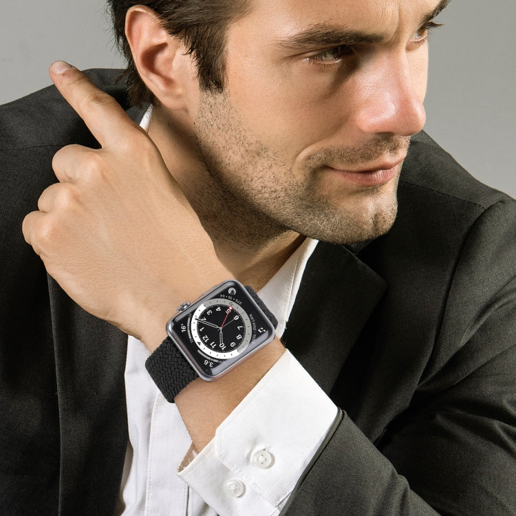 Metal Head Braided Nylon Solid Color Watch Band For Apple Watch Ultra 49mm&Watch Ultra 2 49mm / Series 9&8&7 45mm / SE 3&SE 2&6&SE&5&4 44mm / 3&2&1 42mm, Size:XS 135mm(Light Purple) by buy2fix