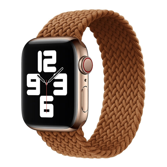 Metal Head Braided Nylon Solid Color Watch Band For Apple Watch Ultra 49mm&Watch Ultra 2 49mm / Series 9&8&7 45mm / SE 3&SE 2&6&SE&5&4 44mm / 3&2&1 42mm, Size:S 145mm(Coffee) by buy2fix