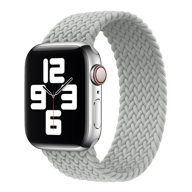 Metal Head Braided Nylon Solid Color Watch Band For Apple Watch Ultra 49mm&Watch Ultra 2 49mm / Series 9&8&7 45mm / SE 3&SE 2&6&SE&5&4 44mm / 3&2&1 42mm, Size:M 155mm(Pearl White) by buy2fix