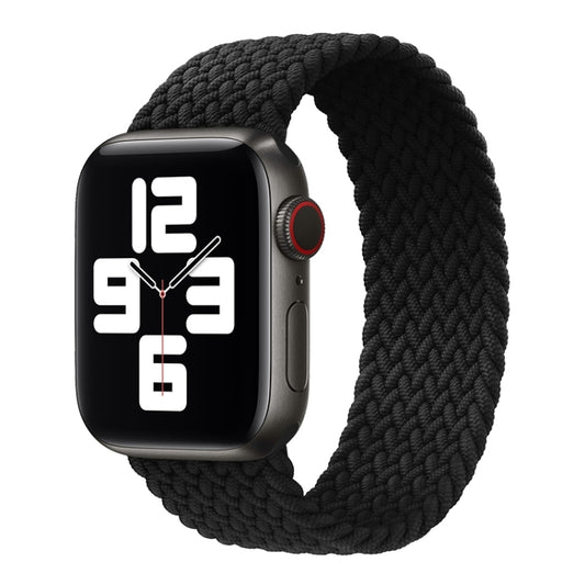Metal Head Braided Nylon Solid Color Watch Band For Apple Watch Ultra 49mm&Watch Ultra 2 49mm / Series 9&8&7 45mm / SE 3&SE 2&6&SE&5&4 44mm / 3&2&1 42mm, Size:L 165mm(Black) by buy2fix