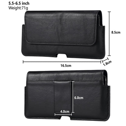 Universal Cow Leather Mobile Phone Leather Case Waist Bag For 5.5-6.5 inch and Below Phones(Black) - More iPhone Cases by buy2fix | Online Shopping UK | buy2fix