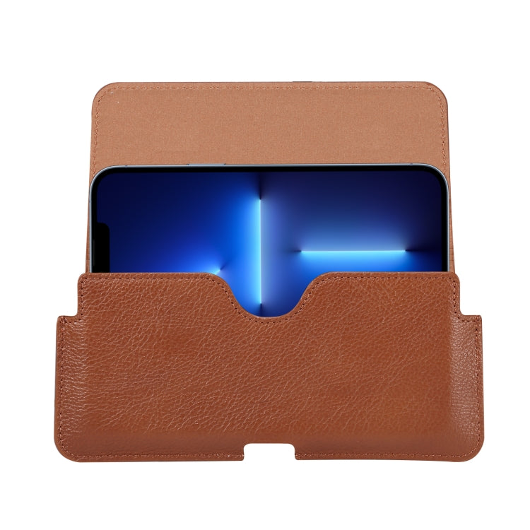 Universal Cow Leather Horizontal Mobile Phone Leather Case Waist Bag For 6.7 inch and Below Phones(Brown) - More iPhone Cases by buy2fix | Online Shopping UK | buy2fix