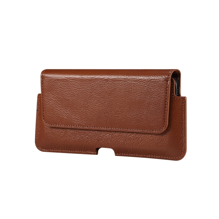 Universal Cow Leather Horizontal Mobile Phone Leather Case Waist Bag For 7.2 inch and Below Phones(Brown) - More iPhone Cases by buy2fix | Online Shopping UK | buy2fix