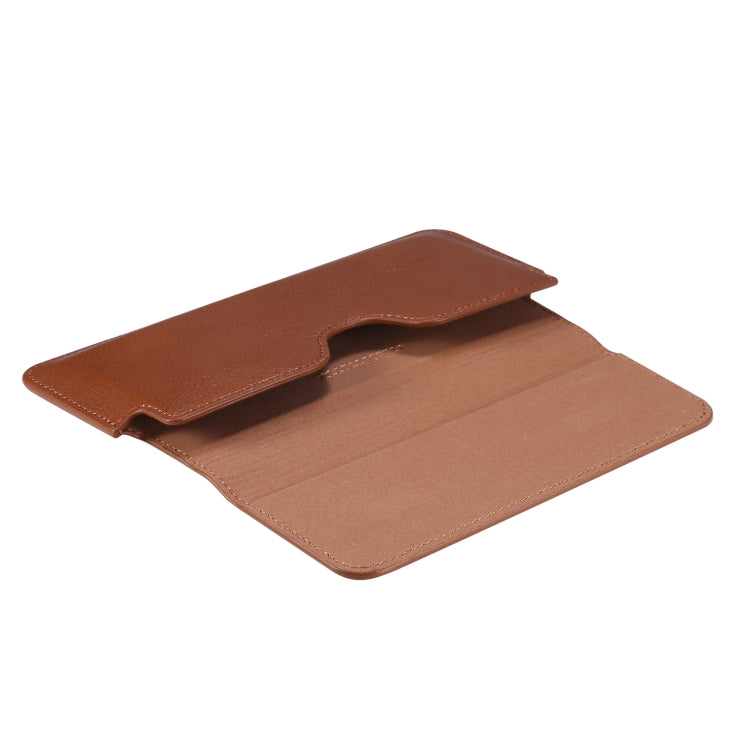 Universal Cow Leather Horizontal Mobile Phone Leather Case Waist Bag For 7.2 inch and Below Phones(Brown) - More iPhone Cases by buy2fix | Online Shopping UK | buy2fix