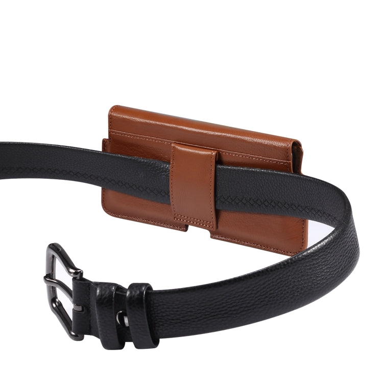 Universal Cow Leather Horizontal Mobile Phone Leather Case Waist Bag For 7.2 inch and Below Phones(Brown) - More iPhone Cases by buy2fix | Online Shopping UK | buy2fix