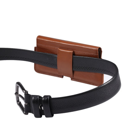 Universal Cow Leather Horizontal Mobile Phone Leather Case Waist Bag For 7.2 inch and Below Phones(Brown) - More iPhone Cases by buy2fix | Online Shopping UK | buy2fix