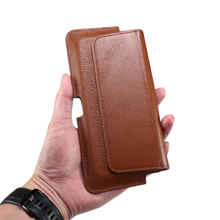 Universal Cow Leather Horizontal Mobile Phone Leather Case Waist Bag For 7.2 inch and Below Phones(Brown) - More iPhone Cases by buy2fix | Online Shopping UK | buy2fix