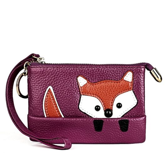 Ladies Sewing Thread Leather Fox Handbags Cute Mini Key Case(Purple) - Handbags by buy2fix | Online Shopping UK | buy2fix