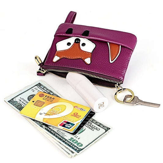 Ladies Sewing Thread Leather Fox Handbags Cute Mini Key Case(Purple) - Handbags by buy2fix | Online Shopping UK | buy2fix