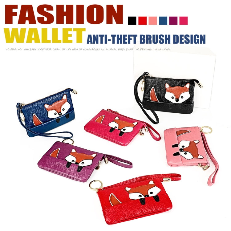 Ladies Sewing Thread Leather Fox Handbags Cute Mini Key Case(Purple) - Handbags by buy2fix | Online Shopping UK | buy2fix
