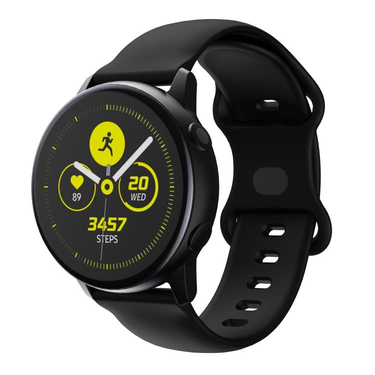 20mm For Samsung Galaxy Watch Active 3 41mm Butterfly Buckle Silicone Watch Band(Black) - Watch Bands by buy2fix | Online Shopping UK | buy2fix