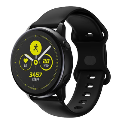 20mm For Samsung Galaxy Watch Active 3 41mm Butterfly Buckle Silicone Watch Band(Black) - Watch Bands by buy2fix | Online Shopping UK | buy2fix