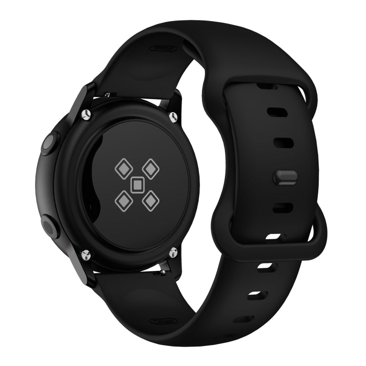 20mm For Samsung Galaxy Watch Active 3 41mm Butterfly Buckle Silicone Watch Band(Black) - Watch Bands by buy2fix | Online Shopping UK | buy2fix