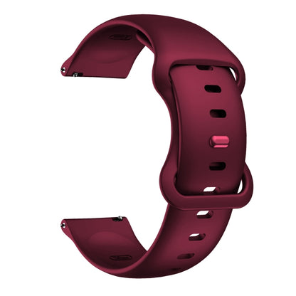 20mm For Samsung Galaxy Watch Active 3 41mm Butterfly Buckle Silicone Watch Band(Wine Red) - Watch Bands by buy2fix | Online Shopping UK | buy2fix