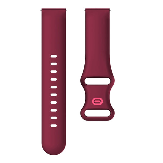 20mm For Samsung Galaxy Watch Active 3 41mm Butterfly Buckle Silicone Watch Band(Wine Red) - Watch Bands by buy2fix | Online Shopping UK | buy2fix