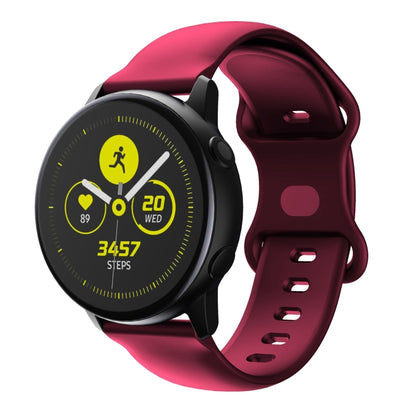 20mm For Samsung Galaxy Watch Active 3 41mm Butterfly Buckle Silicone Watch Band(Wine Red) - Watch Bands by buy2fix | Online Shopping UK | buy2fix