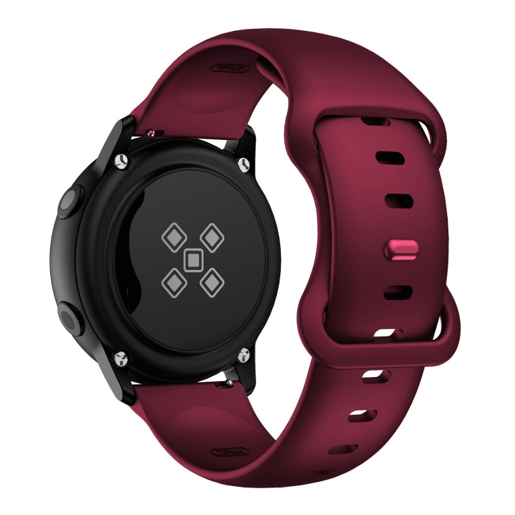 20mm For Samsung Galaxy Watch Active 3 41mm Butterfly Buckle Silicone Watch Band(Wine Red) - Watch Bands by buy2fix | Online Shopping UK | buy2fix
