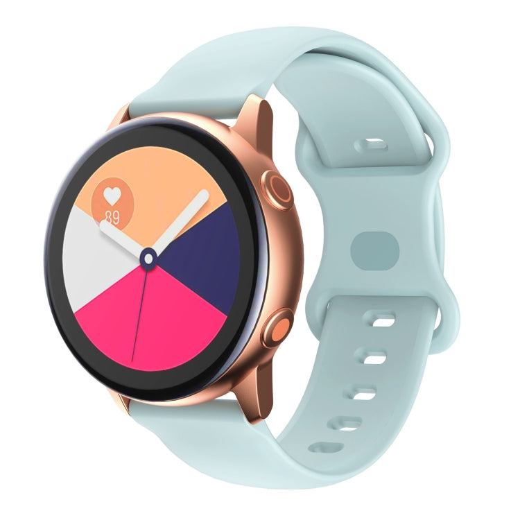 20mm For Samsung Galaxy Watch Active 3 41mm Butterfly Buckle Silicone Watch Band(Light Blue) - Watch Bands by buy2fix | Online Shopping UK | buy2fix