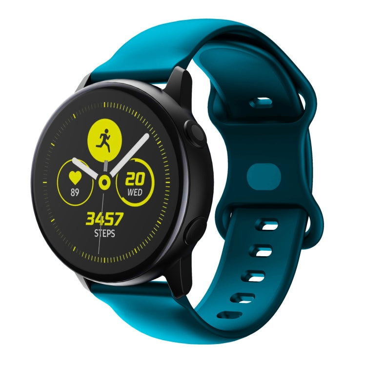 20mm For Samsung Galaxy Watch Active 3 41mm Butterfly Buckle Silicone Watch Band(Dark Green) - Watch Bands by buy2fix | Online Shopping UK | buy2fix
