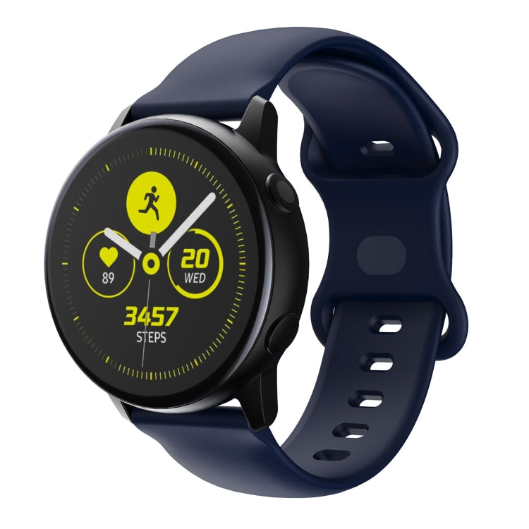 20mm For Samsung Galaxy Watch Active 3 41mm Butterfly Buckle Silicone Watch Band(Midnight Blue) - Watch Bands by buy2fix | Online Shopping UK | buy2fix