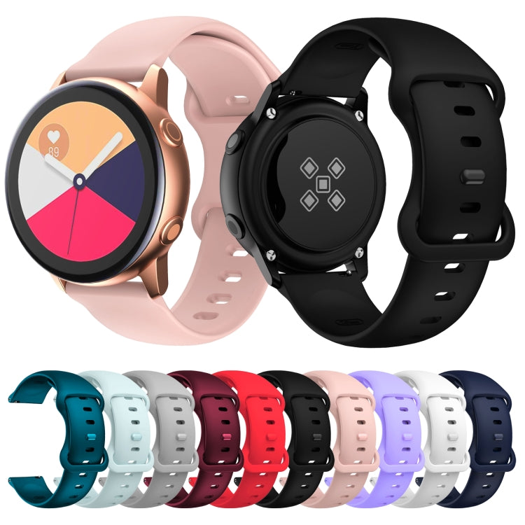 20mm For Samsung Galaxy Watch Active 3 41mm Butterfly Buckle Silicone Watch Band(Dark Green) - Watch Bands by buy2fix | Online Shopping UK | buy2fix