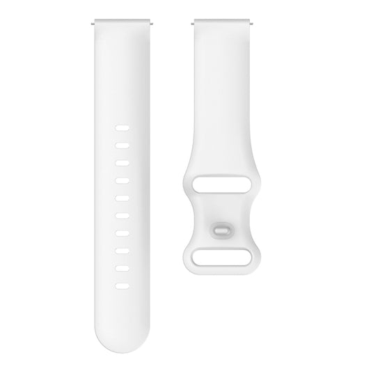 22mm For Samsung Galaxy Watch Active 3 45mm Butterfly Buckle Silicone Watch Band(White) - Watch Bands by buy2fix | Online Shopping UK | buy2fix