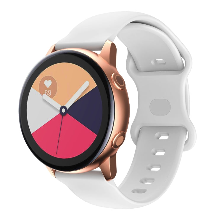 22mm For Samsung Galaxy Watch Active 3 45mm Butterfly Buckle Silicone Watch Band(White) - Watch Bands by buy2fix | Online Shopping UK | buy2fix