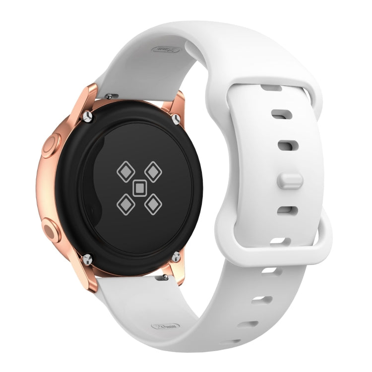 22mm For Samsung Galaxy Watch Active 3 45mm Butterfly Buckle Silicone Watch Band(White) - Watch Bands by buy2fix | Online Shopping UK | buy2fix