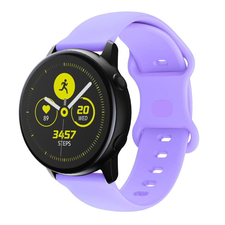 22mm For Samsung Galaxy Watch Active 3 45mm Butterfly Buckle Silicone Watch Band(Purple) - Watch Bands by buy2fix | Online Shopping UK | buy2fix