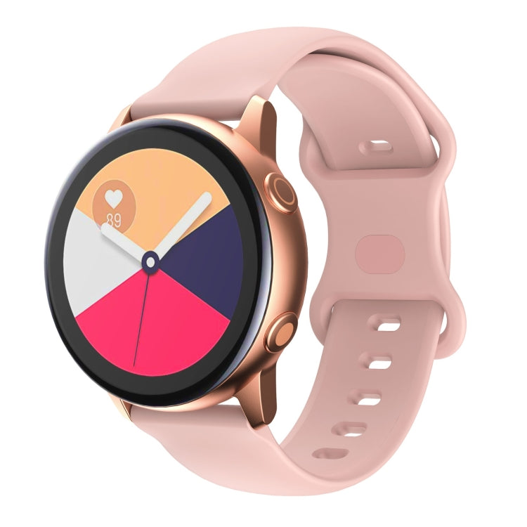 22mm For Samsung Galaxy Watch Active 3 45mm Butterfly Buckle Silicone Watch Band(Pink) - Watch Bands by buy2fix | Online Shopping UK | buy2fix