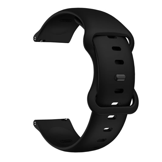 22mm For Samsung Galaxy Watch Active 3 45mm Butterfly Buckle Silicone Watch Band(Black) - Watch Bands by buy2fix | Online Shopping UK | buy2fix