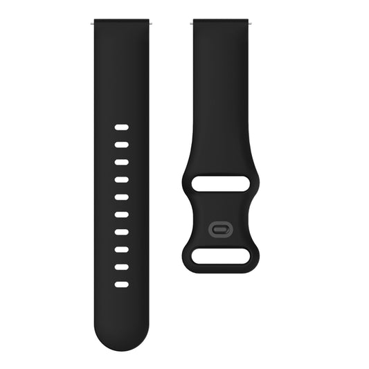 22mm For Samsung Galaxy Watch Active 3 45mm Butterfly Buckle Silicone Watch Band(Black) - Watch Bands by buy2fix | Online Shopping UK | buy2fix