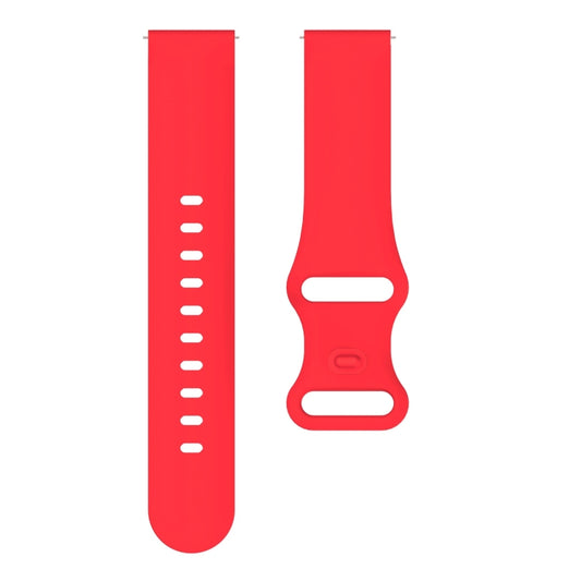 22mm For Samsung Galaxy Watch Active 3 45mm Butterfly Buckle Silicone Watch Band(Red) - Watch Bands by buy2fix | Online Shopping UK | buy2fix