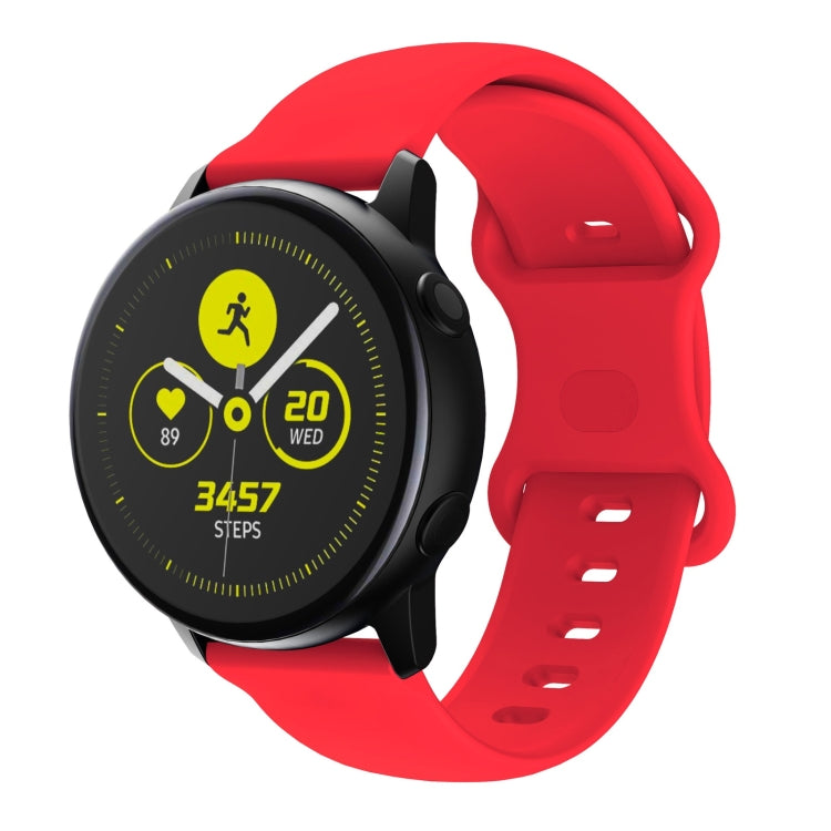 22mm For Samsung Galaxy Watch Active 3 45mm Butterfly Buckle Silicone Watch Band(Red) - Watch Bands by buy2fix | Online Shopping UK | buy2fix