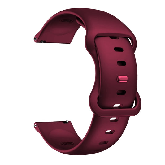 22mm For Samsung Galaxy Watch Active 3 45mm Butterfly Buckle Silicone Watch Band(Wine Red) - Watch Bands by buy2fix | Online Shopping UK | buy2fix