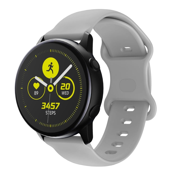 22mm For Samsung Galaxy Watch Active 3 45mm Butterfly Buckle Silicone Watch Band(Light Grey) - Watch Bands by buy2fix | Online Shopping UK | buy2fix
