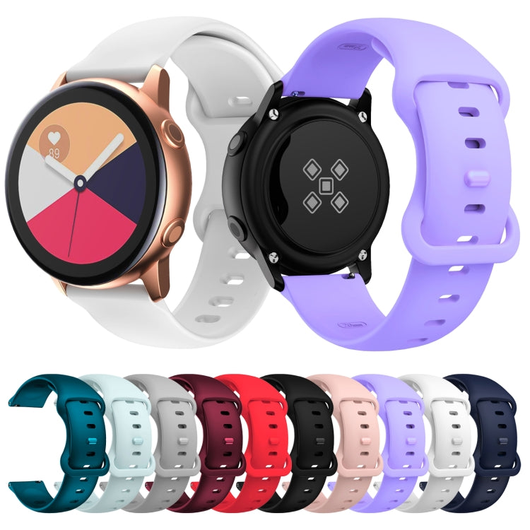 22mm For Samsung Galaxy Watch Active 3 45mm Butterfly Buckle Silicone Watch Band(White) - Watch Bands by buy2fix | Online Shopping UK | buy2fix
