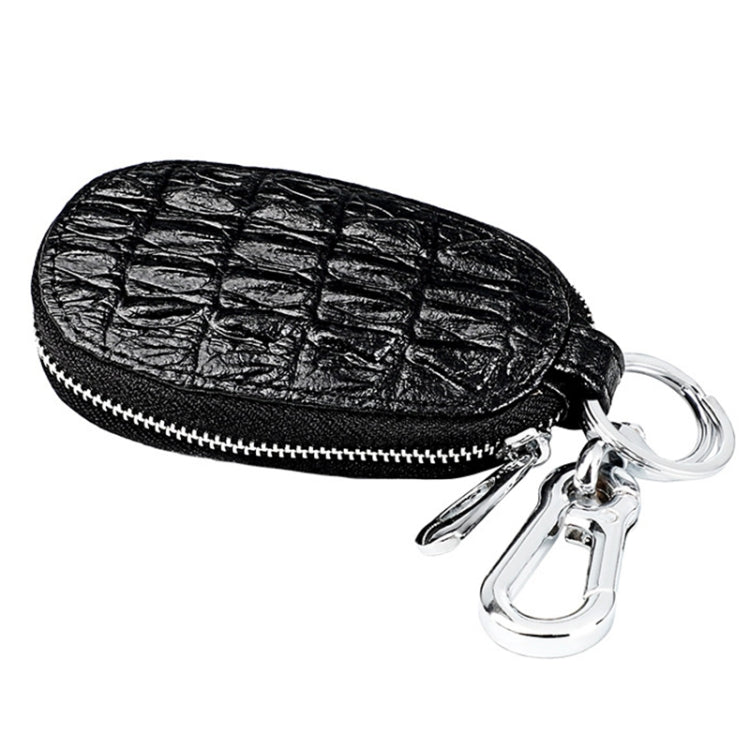 Crocodile Texture First Layer Cowhide Hanging Waist Car Key Bag(Black) by buy2fix