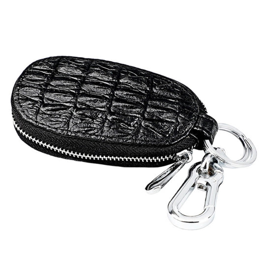 Crocodile Texture First Layer Cowhide Hanging Waist Car Key Bag(Black) by buy2fix